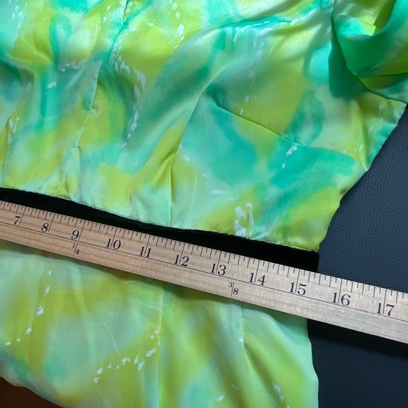 Vintage 70s Dress Green Yellow Maxi Chiffon Long Longsleeve Gown‎ Size Medium - Picture 9 of 10